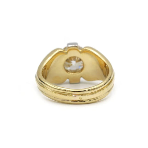 Bague 53 Chevalière - Bague en or jaune et blanc avec diamant 58 Facettes 1045
