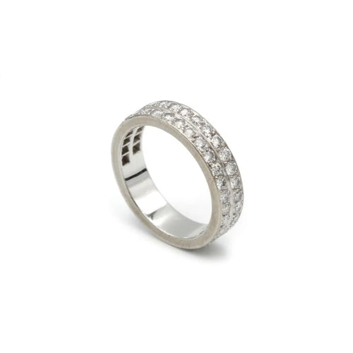 Bague 51 Bague double alliance en or blanc et diamants 58 Facettes 1077