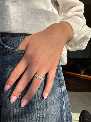 Bague 51 Bague double alliance en or blanc et diamants 58 Facettes 1077
