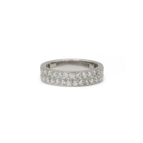 Bague 51 Bague double alliance en or blanc et diamants 58 Facettes 1077