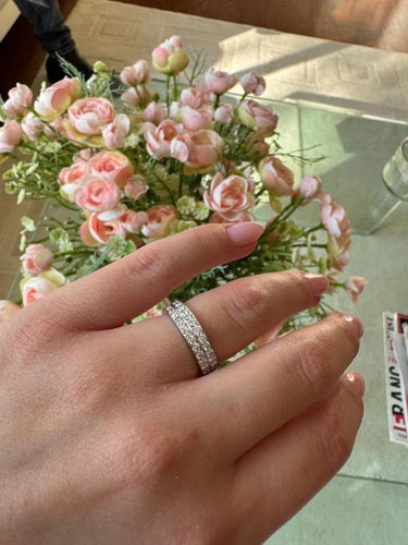 Bague 51 Bague double alliance en or blanc et diamants 58 Facettes 1077