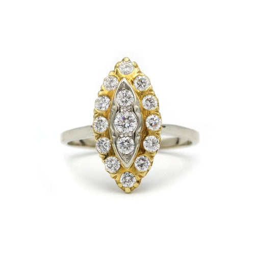 Bague 55 Bague marquise en or jaune et blanc 750‰ et diamants 58 Facettes 1079