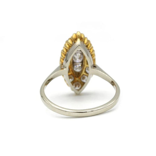 Bague 55 Bague marquise en or jaune et blanc 750‰ et diamants 58 Facettes 1079