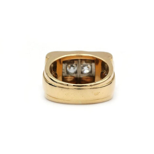 Bague 50 Bague tank en or jaune, platine et diamants 58 Facettes 1052