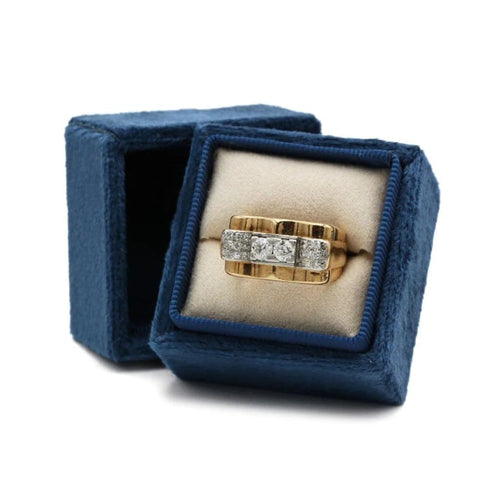Bague 50 Bague tank en or jaune, platine et diamants 58 Facettes 1052