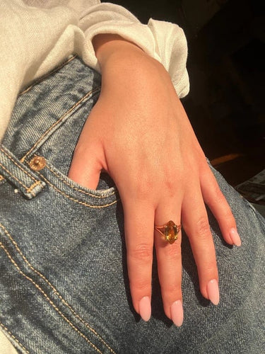 Bague 54 Bague en or jaune 750‰ avec citrine 58 Facettes 1094