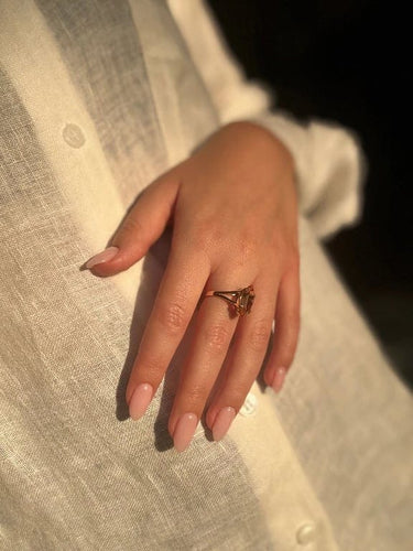 Bague 54 Bague en or jaune 750‰ avec citrine 58 Facettes 1094