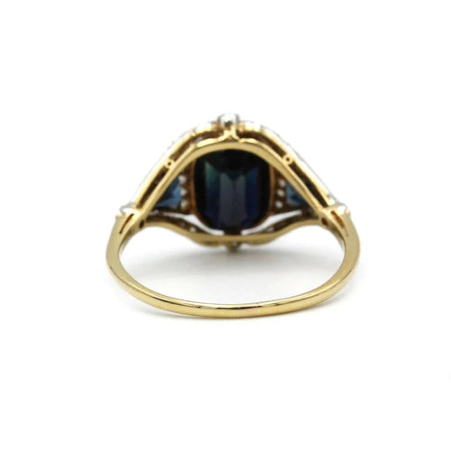 Bague 54 Bague en or jaune 750, saphir et diamants 58 Facettes 1169