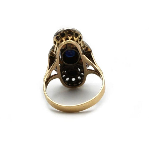 Bague 52 Bague en or jaune 750‰ et argent avec saphirs et diamants 58 Facettes 1086