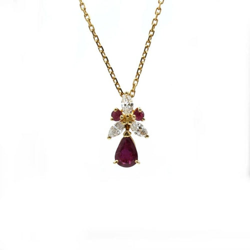 Collier Collier en or jaune avec rubis et diamants 58 Facettes 1107
