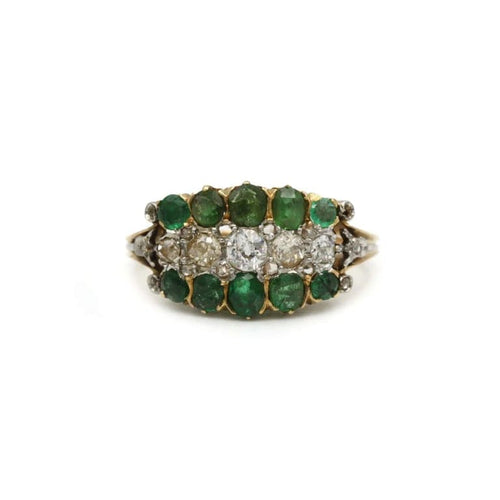 Bague 47 Bague en or jaune avec diamants et émeraudes 58 Facettes 1092