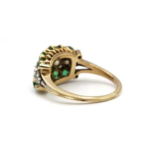 Bague 47 Bague en or jaune avec diamants et émeraudes 58 Facettes 1092