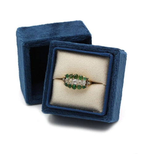Bague 47 Bague en or jaune avec diamants et émeraudes 58 Facettes 1092