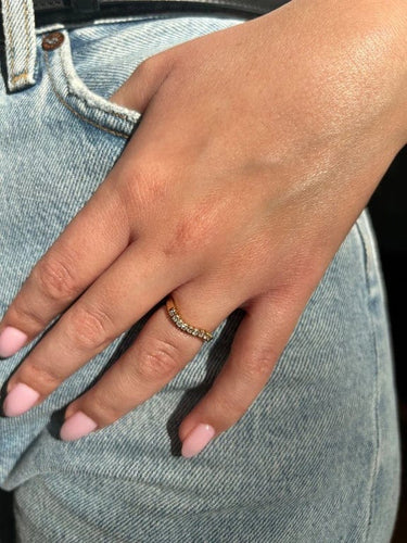 Bague 49 Demi-alliance - Bague en or jaune 750‰ et diamants 58 Facettes 1124