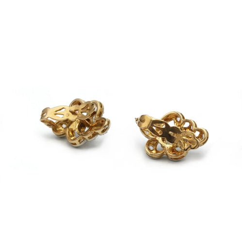 Boucles d'oreilles Boucles d'oreilles motif floral en or jaune et blanc 750 et diamants 58 Facettes 1136