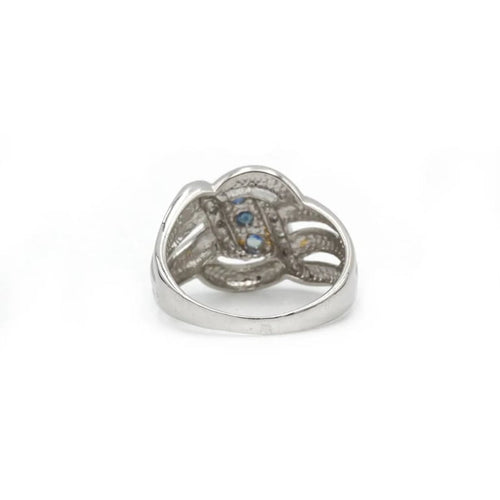 Bague 54 Bague en or blanc 750‰ avec saphirs et diamants 58 Facettes 1143