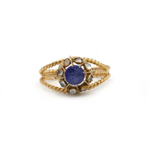 Bague 57 Bague torsadée en or jaune avec saphir et diamants 58 Facettes 1164