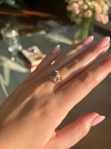 Bague 57 Bague torsadée en or jaune avec saphir et diamants 58 Facettes 1164