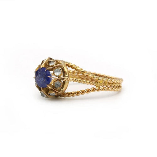 Bague 57 Bague torsadée en or jaune avec saphir et diamants 58 Facettes 1164