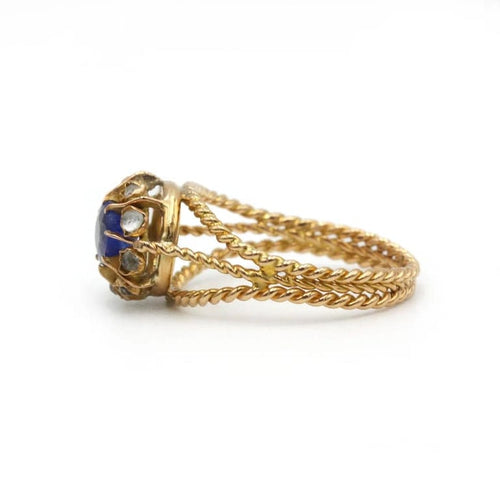 Bague 57 Bague torsadée en or jaune avec saphir et diamants 58 Facettes 1164