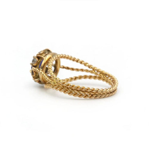 Bague 57 Bague torsadée en or jaune avec saphir et diamants 58 Facettes 1164