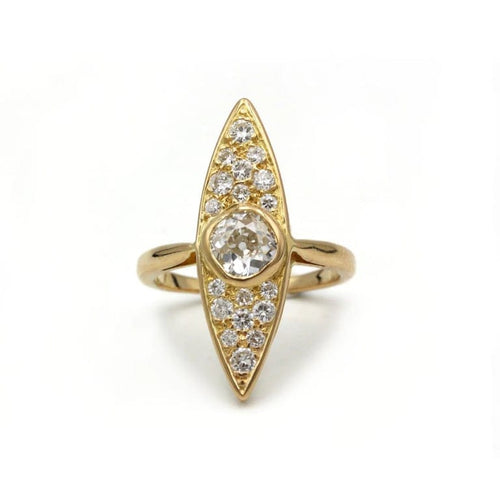 Bague 50 Bague marquise en or jaune 750‰ et diamants taille ancienne 58 Facettes 1188