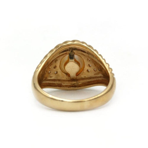 Bague 51.5 Bague en or jaune 750‰ avec perle et diamants 58 Facettes 1216