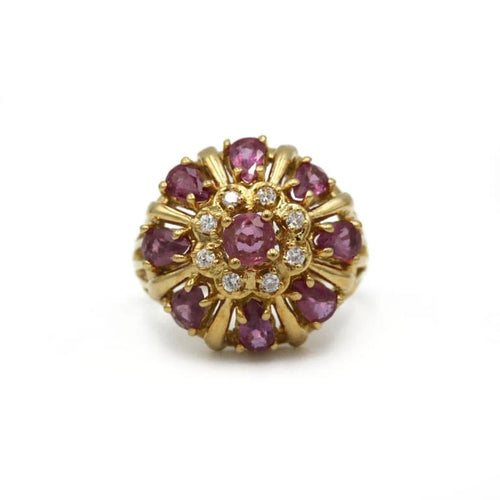 Bague 55 Bague en or jaune 750‰ sertie de saphirs roses et diamants 58 Facettes 1214