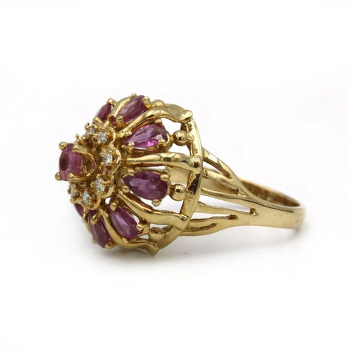Bague 55 Bague en or jaune 750‰ sertie de saphirs roses et diamants 58 Facettes 1214