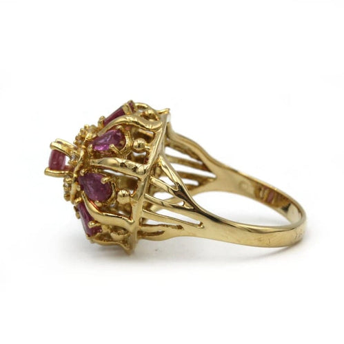 Bague 55 Bague en or jaune 750‰ sertie de saphirs roses et diamants 58 Facettes 1214