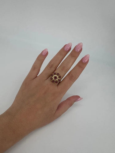 Bague 55 Bague en or jaune 750‰ sertie de saphirs roses et diamants 58 Facettes 1214