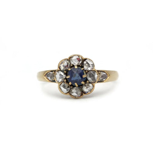 Bague 58 Bague marguerite - Saphir et diamants en or jaune 750‰ 58 Facettes 1222