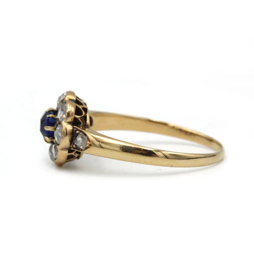 Bague 58 Bague marguerite - Saphir et diamants en or jaune 750‰ 58 Facettes 1222