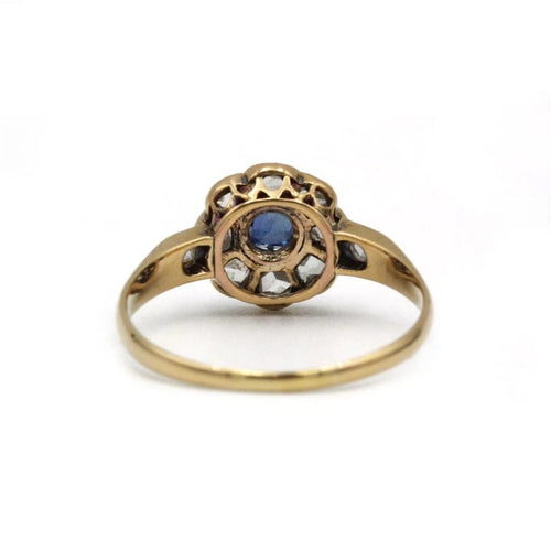Bague 58 Bague marguerite - Saphir et diamants en or jaune 750‰ 58 Facettes 1222
