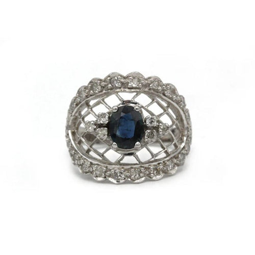 Bague 55 Bague dentelle en or blanc 750‰ avec saphir et diamants 58 Facettes 1189