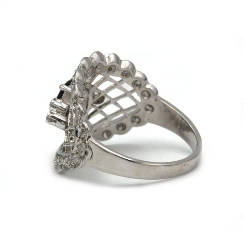 Bague 55 Bague dentelle en or blanc 750‰ avec saphir et diamants 58 Facettes 1189