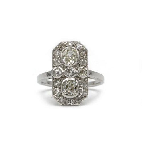 Bague 53 Art déco - Bague en platine avec diamants taille ancienne 58 Facettes 1229