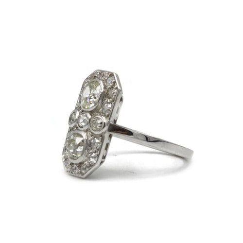 Bague 53 Art déco - Bague en platine avec diamants taille ancienne 58 Facettes 1229