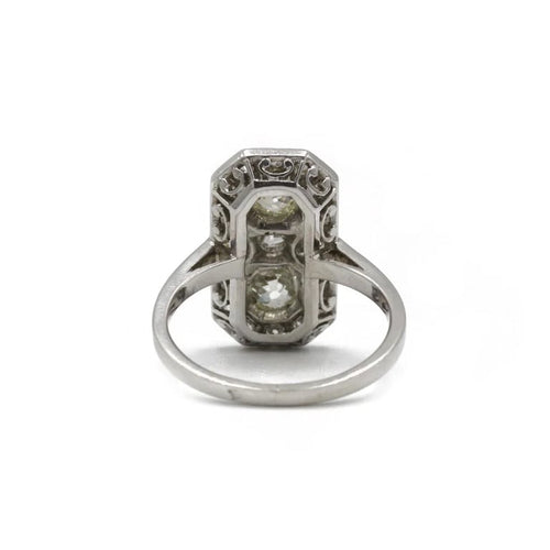 Bague 53 Art déco - Bague en platine avec diamants taille ancienne 58 Facettes 1229