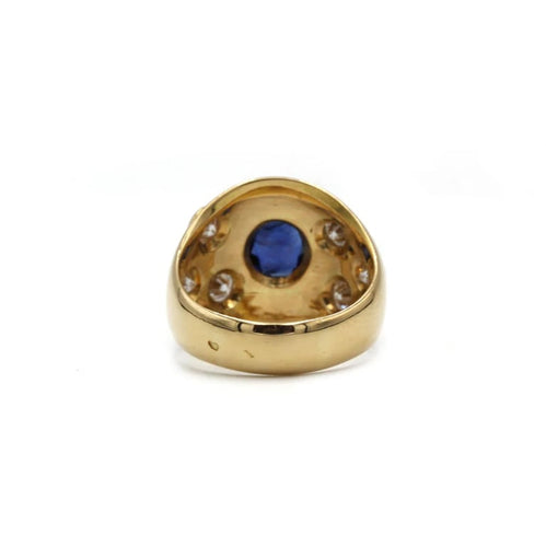 Bague 54 Bague années 1970 en or jaune 750, diamants et saphir 58 Facettes 1264