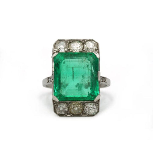 Bague 53 Art déco - Bague en or 750 et platine avec émeraude 7,99 ct 58 Facettes 1204