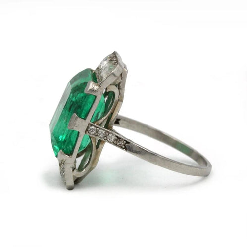 Bague 53 Art déco - Bague en or 750 et platine avec émeraude 7,99 ct 58 Facettes 1204