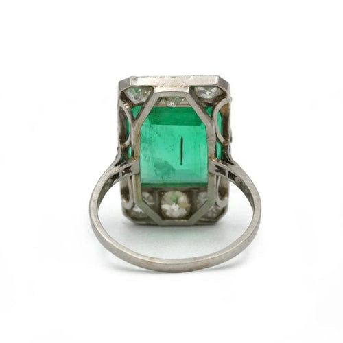 Bague 53 Art déco - Bague en or 750 et platine avec émeraude 7,99 ct 58 Facettes 1204