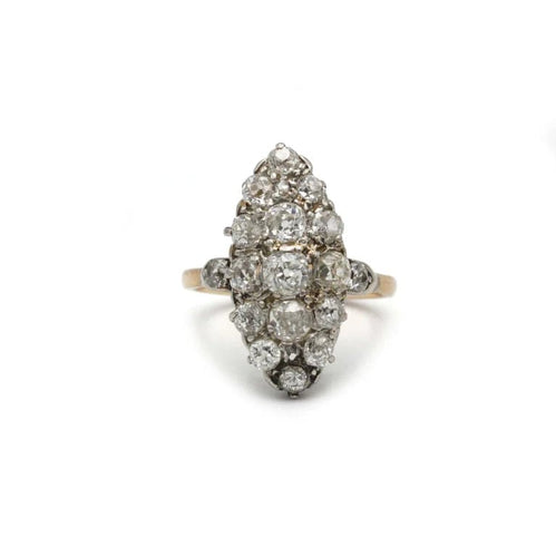 Bague 52 Bague marquise en or jaune 750 sertie de diamants taille ancienne 58 Facettes 1245
