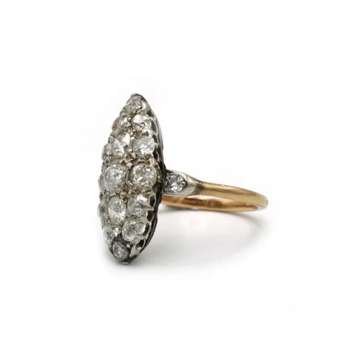 Bague 52 Bague marquise en or jaune 750 sertie de diamants taille ancienne 58 Facettes 1245
