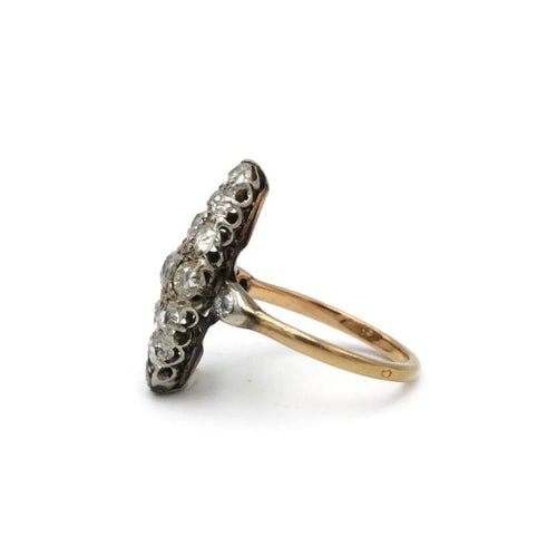 Bague 52 Bague marquise en or jaune 750 sertie de diamants taille ancienne 58 Facettes 1245
