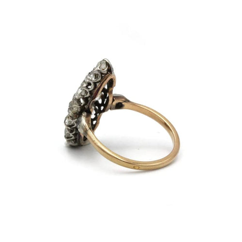 Bague 52 Bague marquise en or jaune 750 sertie de diamants taille ancienne 58 Facettes 1245