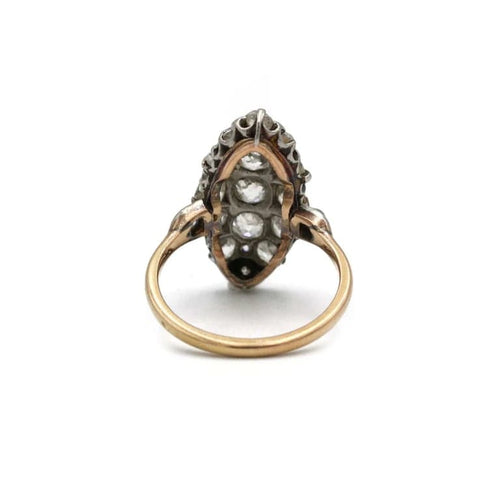 Bague 52 Bague marquise en or jaune 750 sertie de diamants taille ancienne 58 Facettes 1245