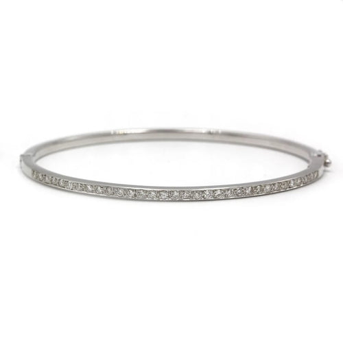 Bracelet Bracelet jonc rigide en or blanc 750 et diamants 58 Facettes 1243