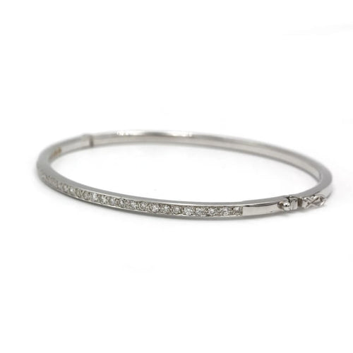 Bracelet Bracelet jonc rigide en or blanc 750 et diamants 58 Facettes 1243